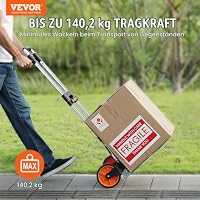 VEVOR Sackkarre Klappbar 140kg Transportkarre aus Aluminiumlegierung und Kunststoff Stapelkarre mit verstellbarem Griff 900-1109mm Faltbarer Trolley inkl. Bindeseil kompakte Größe zum Verstauen – Ansicht 2