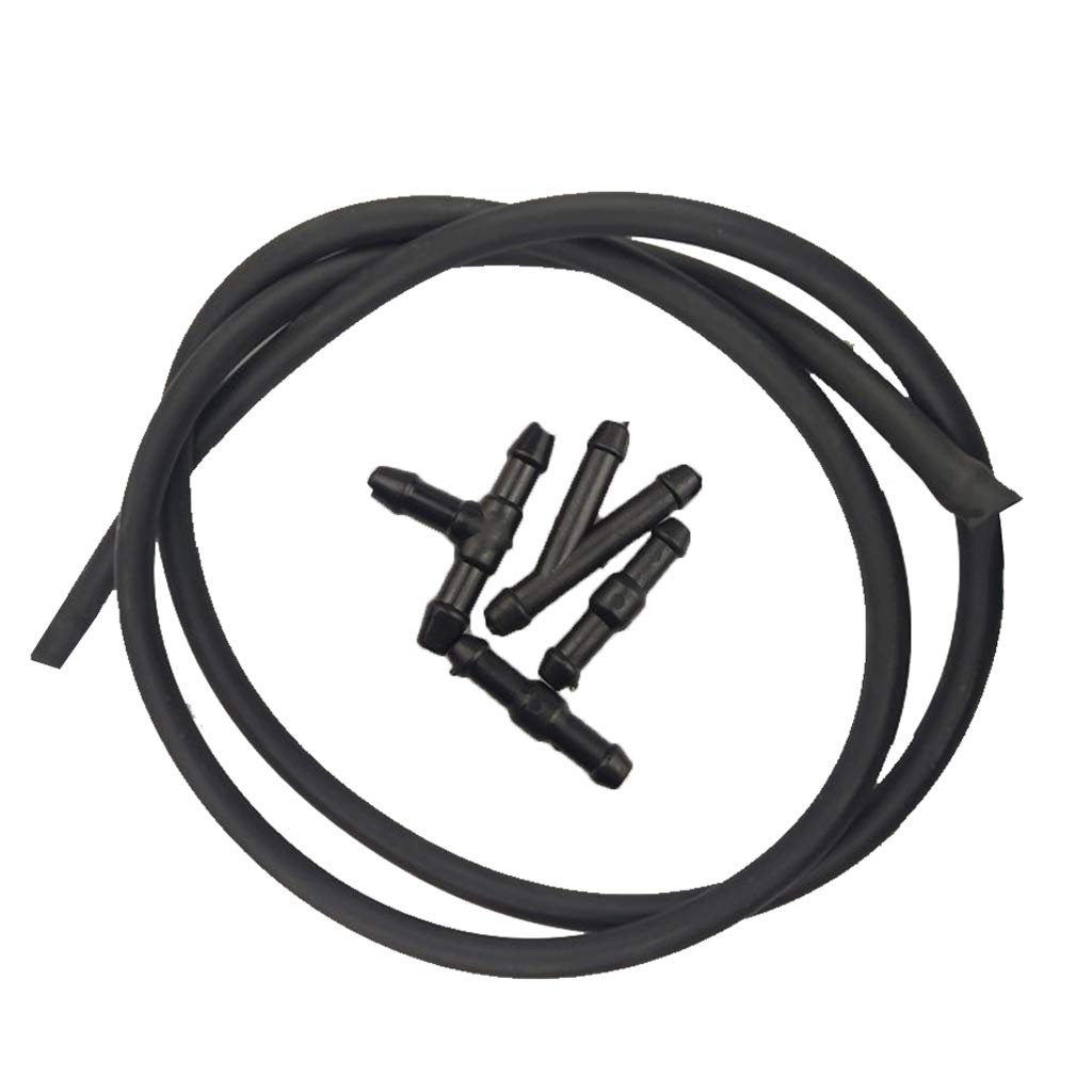 Bilinli Balck 5Pcs Windshield Washer Hose Kit - Universal Windscreen Washer Hose With Nozzle And Connector