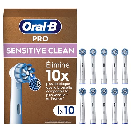 Oral-B Pro Sensitive Clean Części zamienne do elektrycznej szczoteczki do zębów, zestaw 10 głowic, kolor biały - oryginalny (rozmiar skrzynki na listy)