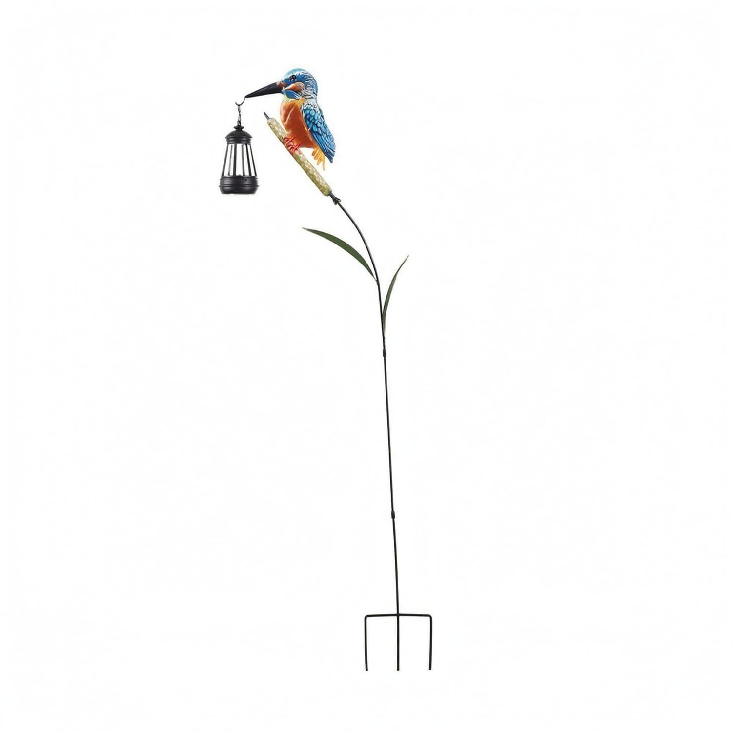 Metal Iron Kingfisher Garden Stake Light Colored Plumage Solar Bird Stake Light Curved Stem Bird Garden Lantern Decorative for Lawn, Yard, Kingfisher Lantern-picture-21