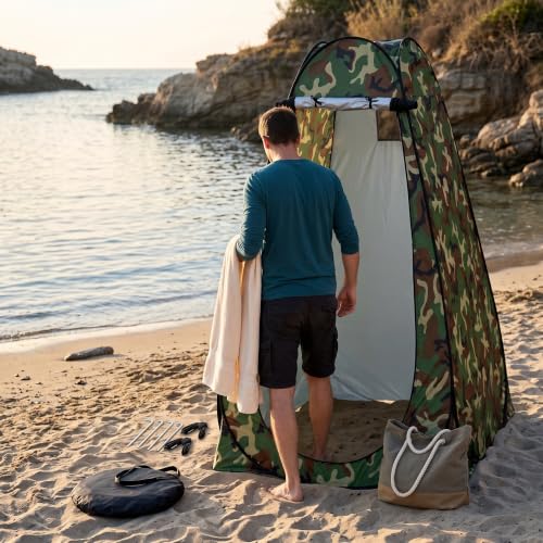 Tienda privacidad portátil camping ducha vestidor camuflaje con ventanas 4