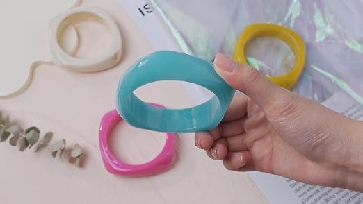 Pulseras De Resina Para Mujer - Pack De 4 - Joyería Geométrica Punk Para Diario O Fiestas