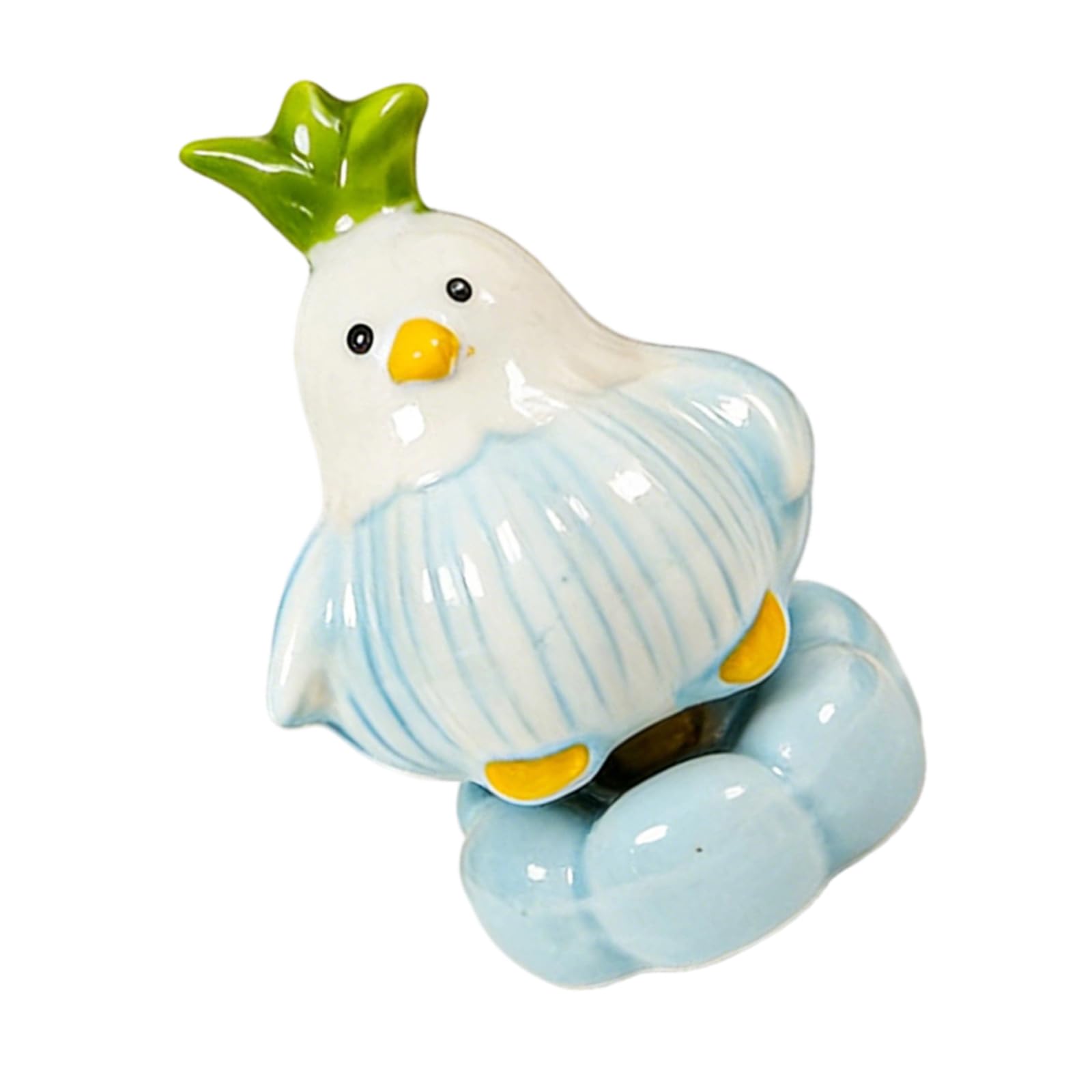 Msioytog Glazed Ceramic Bird Tabletop Figurine, Garlic Inspired Desk Accent with Rotating Base for Shelf, Study, Entryway Tabletop Bird Decor Figurine Garlic Tabletops Decoration
