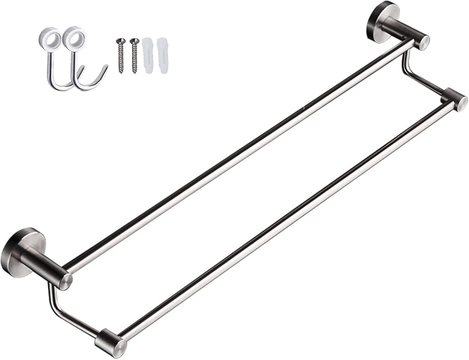 Stainless Steel Towel Bar Rail With Robe Hook - Hand Towel Holder Organizer For Bathroom And Kitchen,40cm