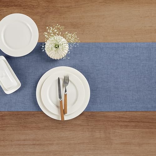 image for Solino Home Linen Table Runner 72 Inches Long - Athena, 100% Pure Line