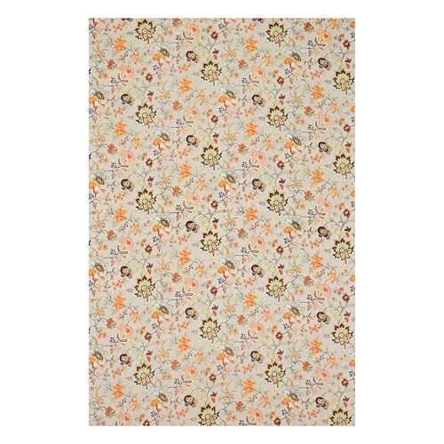 Image of Mafatlal Saanjh 144 TC Cotton Single Bed Sheet 90x60 Inch | Beige Printed Single Bedsheet | Soft Comfortable Fabric | Jaipuri Collection with Pillow Cover | Satin Beige