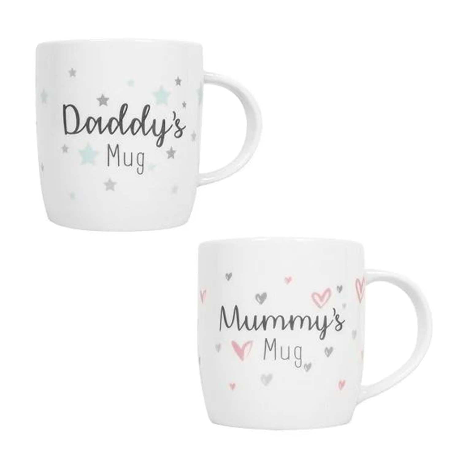 New Parents Mugs Mummy Daddy Newborn 12oz Bone China Luxury New Born Celebration Mug, Set of 2, For Home Kitchen Office