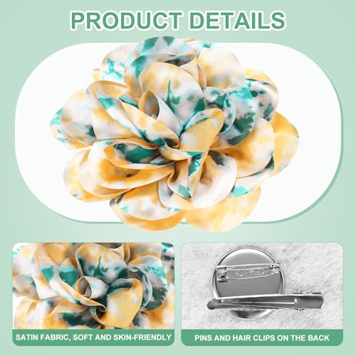 Image of M METERXITY Extra Large Rose Flower Brooches, Lapel Pins Dainty Satin Fabric Big Camellia Oversized Brooch Pin for Women