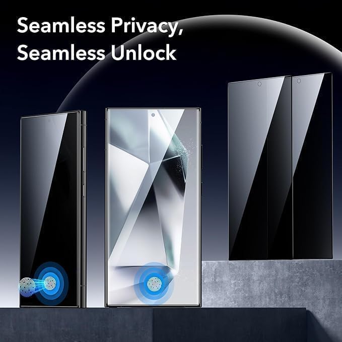 Image of WonRia Pack 1- Privacy Tempered Glass Compatible with Samsung S25 5G | FingerPrint Unlock | 9H Screen Guard Protector | Anti-Spy | Case Friendly - Installation Kit