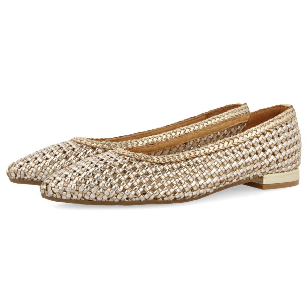 GIOSEPPO Atherton Women's Two-Tone Braided Leather Ballerinas with Fine Toe, Gold-Silver, 8 UK