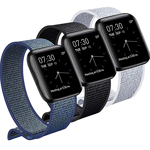 JUCC 3 Pack Correas Compatible con Apple Watch 44mm 42mm 38mm 40mm,Pulseras de Repuesto de Nylon Correa para iWatch Series 6 5 4 3 2 1 SE,Mujer y Hombre (38mm/40mm,Negro/Azul Verde/Gris)