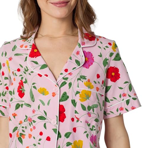 Image of Bed Head PJs Womens Matching Pajamas - Soft Organic Short Sleeve Button Down PJ Shirt & Shorts Set - Sleepwear & Loungewear