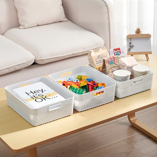 Paniers de rangement plastique gris compacts avec poignées intégrées - 2
