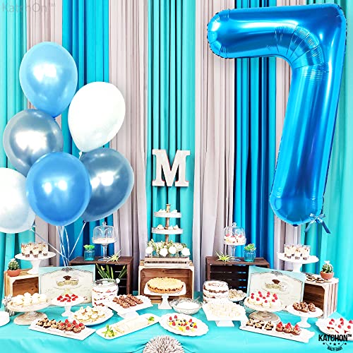 Image of KatchOn Giant Blue Number 7 Balloon - 40 Inch | 7th Birthday Balloon | 7th Birthday Decorations, 7 Year Old Balloon, 7 Number Balloons for Anniversary Decorations, 7th birthday decorations boy