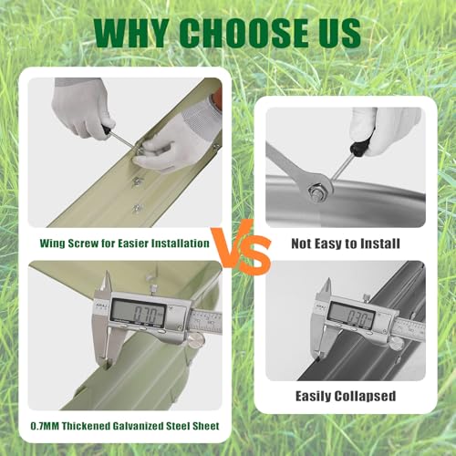 INNO STAGE Verstellbares Hochbeet, 152 cm, Metall-Pflanzkästen für den Außenbereich, für den Anbau von Gemüse, Kräutern, Blumen, Stahlpflanzen, Hochbeet, (Olivgrün, 5FTX3FTX1FT 2pack)