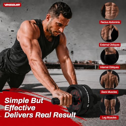 VINSGUIR Ab Roller Wheel, Abs & Core Workout Equipment for Home Gym with Knee Pad Accessories, Abdominal Wheel for Full-body Strength Training - Image 4