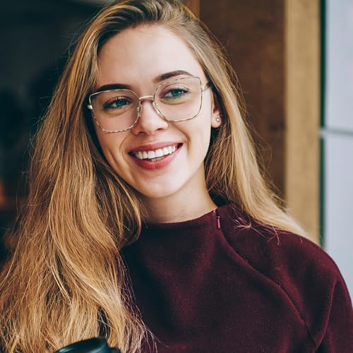 Image of Dollger Square Blue Light Blocking Glasses for Women Trendy Oversized Computer Gaming Eyeglasses Cat Eye Metal Frame bluelight glasses(tortoise)