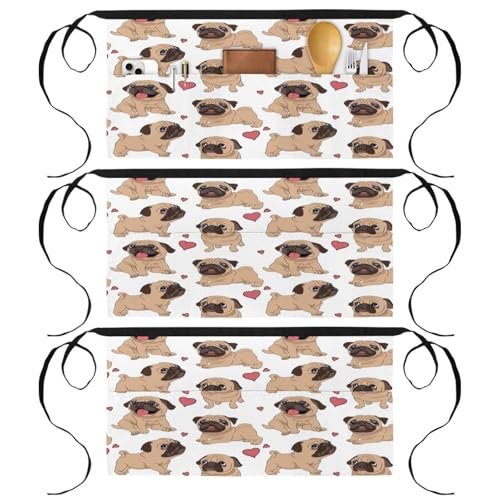 Tablier de chef court multicolore avec poches pour restaurant et bar