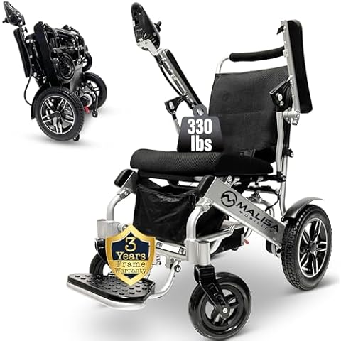 MALISA Electric Wheelchair for Adults, Lightweight Portable All Terrain Wheelchairs, Foldable Motorized Power Wheel Chair, Folding Electric Wheelchair (17.5" Wide Seat) Cover