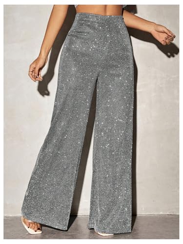 Floerns Women's Glitter High Waisted Wide Leg Pants Party Nightout Palazzo Trousers4