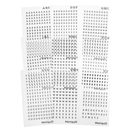 Moriquill 1281pcs Tiny A?Z �A���t�@�x�b�g PET �X�e�b�J�[ 9�V�[�g 5mm ���啶�� - �J�b�g�ς݃��x�� �h�� �p���`�}�[�W�� �X�N���b�v�u�b�N�y�[�W ���L �v�����i�[ �M�t�g�^�O �J�[�h�p