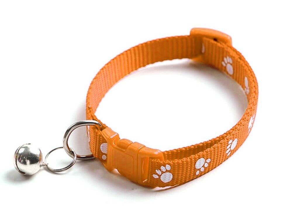 Pups&Pets Dog, Puppy, Cat & Kitten Buckle Paw Print Adjustable Pet Collar with Bell, X-Small Size 10 MM Nylon Collar Paw Printed Belt for Neck (Orange) (B0BRJB4FPH) Amazon Price History, Amazon Price Tracker