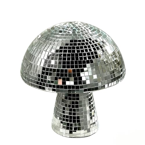 Morofme Discokugel Pilz Silber Disco Pilz Deko Spiegelkugel Discokugeln Deko Glitzer Diskokugel Ball Partydeko für Hochzeit Geburtstagsfeier Bühne DJ Lichteffekt Spielzubehör Tischdekoration
