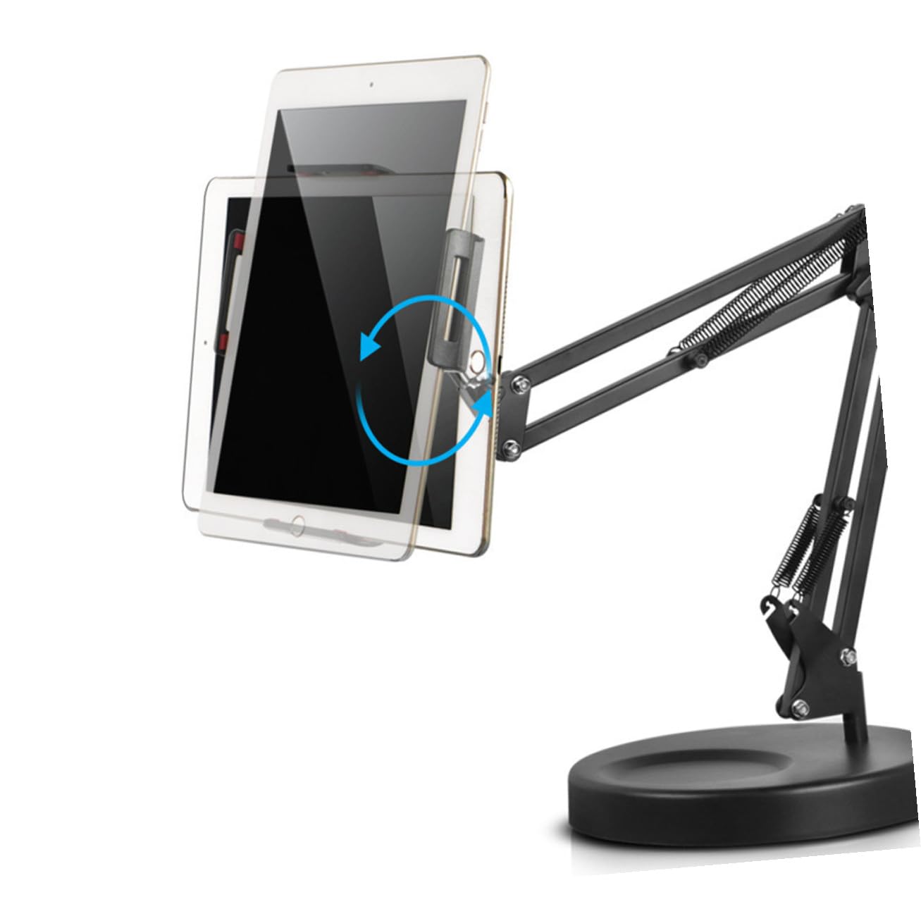 Didiseaon Soporte Móvil de Brazo Articulado Metálico con Base de Clip para Escritorio Giratorio Compatible con Teléfono y Tableta Soporte Multifuncional para Fotografía y Vídeo Negro