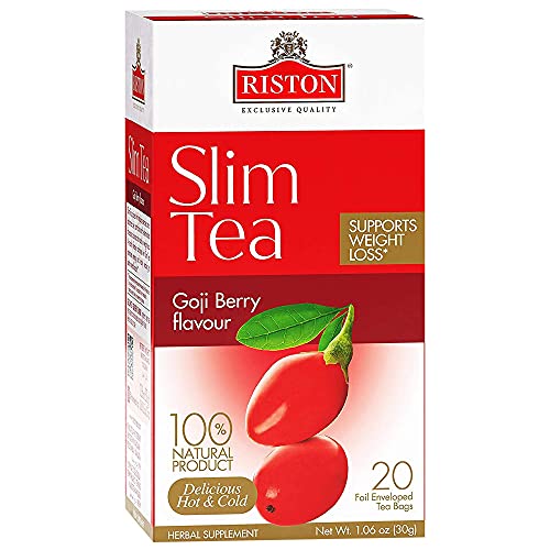 Riston Slim Tea Goji Berry Slim Tea Green Detox Tea 100% Natural Herbal Promotes Energy and Vitality, Individually Foil Wrapped Herbal Tea | 20 Tea Sachets/pack (Goji Berry)