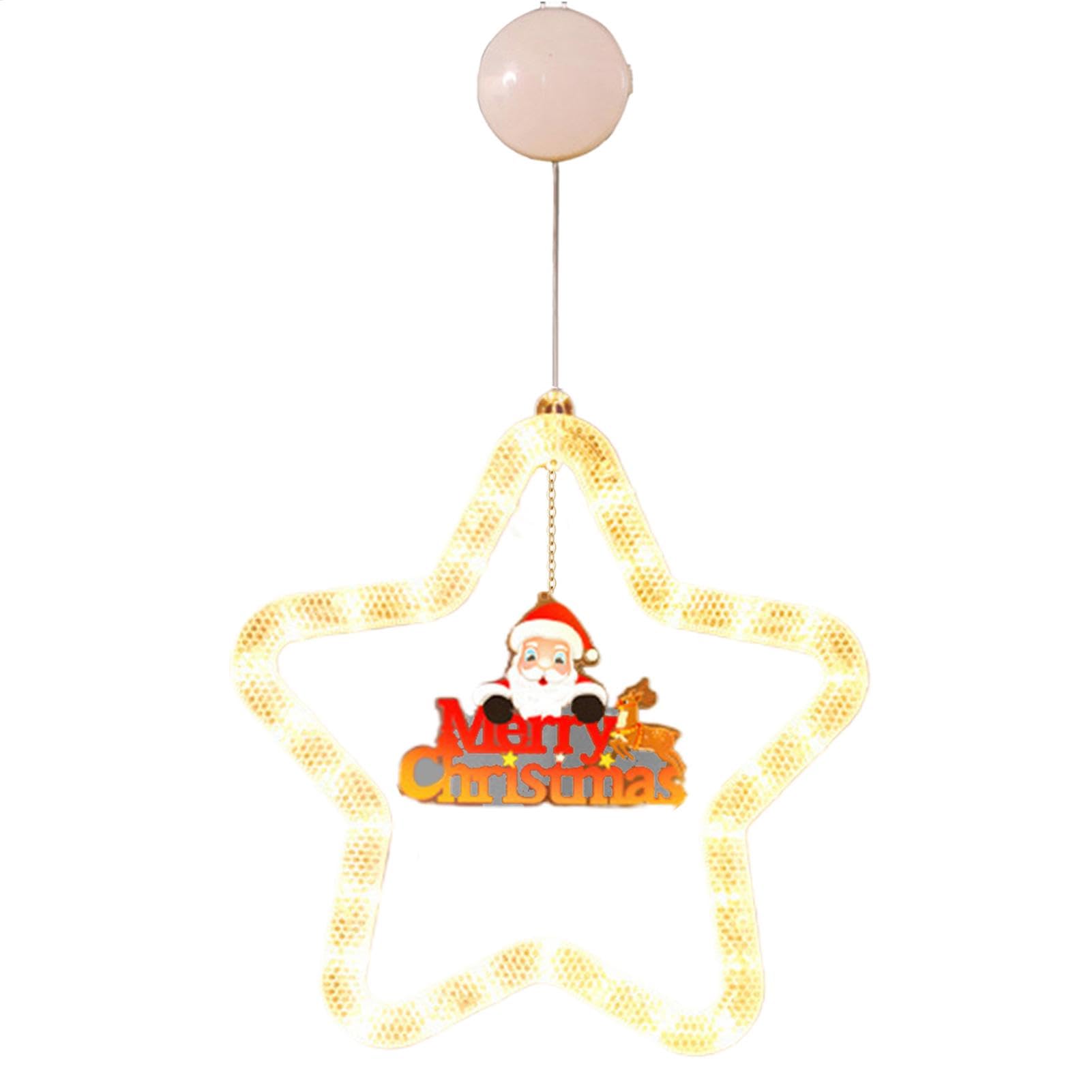 Qyljeiwred Christmas Window Star Lights Indoor,Window Silhouette Lamp - Star Christmas Window Lights LED Battery Operated Curtains Lights Hangable Backdrop for Bedroom Wall
