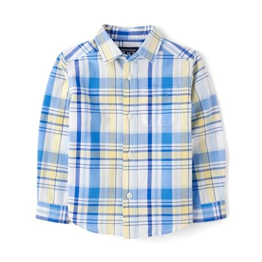 The Children's Place,Baby Boys,and Toddler Poplin Long Sleeve Button Down Shirt,Sun Valley Plaid,3 Years