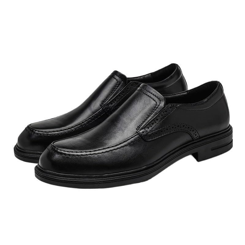 Dress Work Leather Loafers Slip-on Black Thick Sole Shoes Non Slip Men's Casual Oxfords Shoes Comfortable Lightweight Men's Walking Shoes