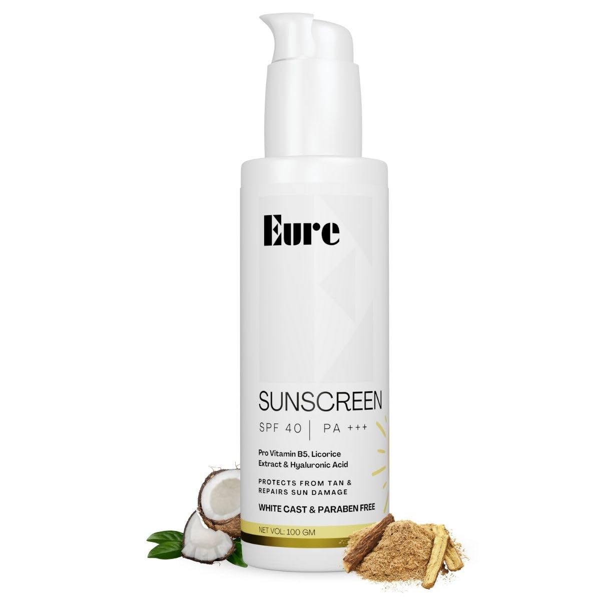 Eure Sunscreen SPF 40 & PA+++ | No white cast | Protect From Tan & Repair Sun Damage With Pro Vitamin B5, Licorice Extract