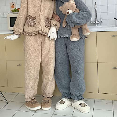 Kawaii Fuzzy Slippers Cute Soft Warm Cozy Bear Animal House Slippers Winter Fluffy Funny Cartoon Shoes4