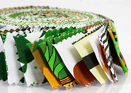 Tissus strips Soimoi imprimé japonais vert en coton doux de 1,5 pouces pour patchwork