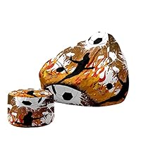 Treer Housse De Sac De Haricots Poufs De Salon Intérieur Et Extérieur (sans Remplissage) Housses De Repose-Pieds Pouf Classique Pour Salon, Balcon, Jardin (80x90+20x30cm,Noter Le Rythme G