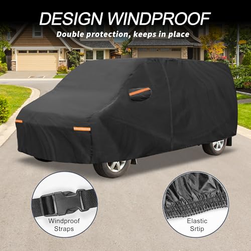 Image of X AUTOHAUX Car Cover Outdoor Waterproof Sun Rain Snow Hail Protection with Left Side Door Zipper 210D-PU for Ford Transit Connect