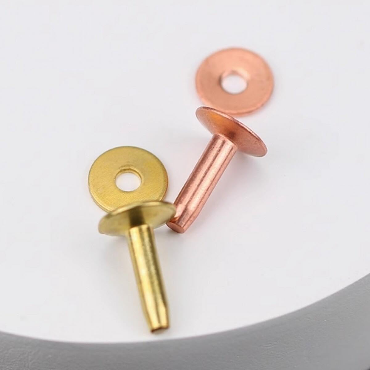 YJIUYUANQ 80sets (2 Color) Solid Brass Copper Burrs Rivets Washers Solid Brass Rivets Studs Permanent Tack Fasteners,9×3.3×14mm