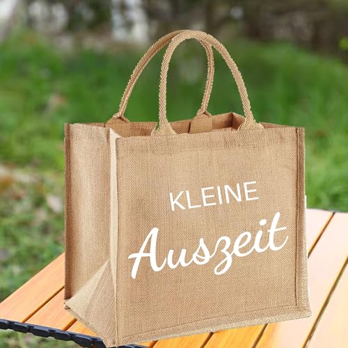 jenich Kleine Auszeit Jutetaschen und Schlüsselanhänger Entspannung Geschenk Kleine Auszeit Beutel Taschenanhänger Geschenk für Frauen Freundin Mama Mädchen zum Geburtstag Weihnachten