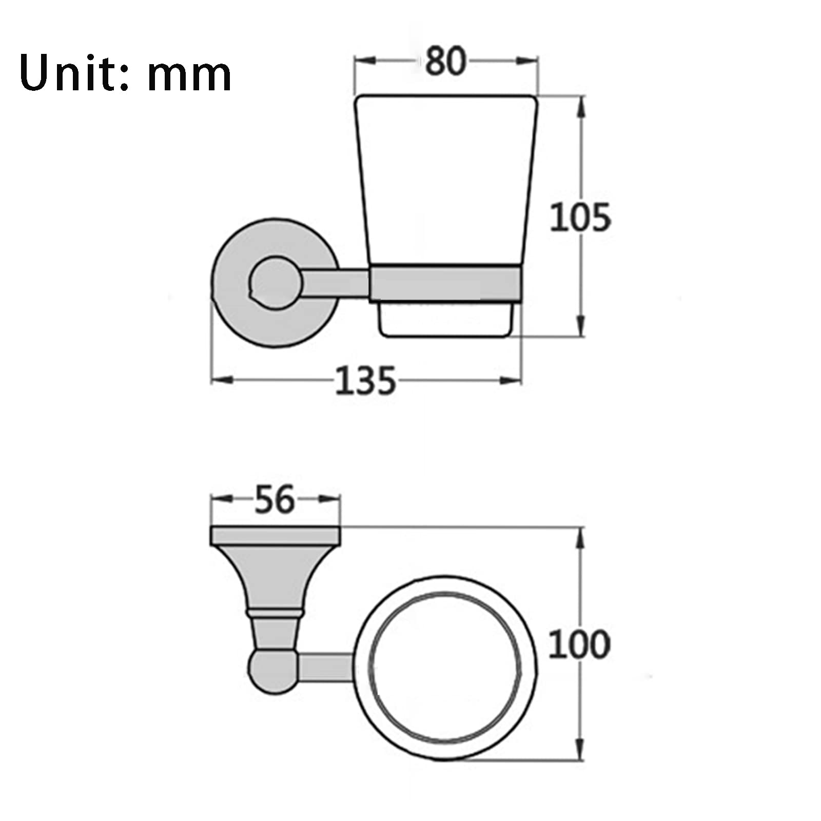 Soporte De Cepillo De Dientes Montado En La Pared, Soporte De Cepillo De Dientes De Latón Antiguo con Taza De Cerámica, Accesorios De Decoración De Accesorios De Baño
