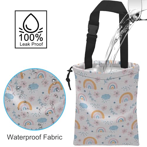 Image of Car Trash Bag Hanging Cloud Rainbow Flower Car Trash Can Waterproof Garbage Bag Hanging for Car Back Seat