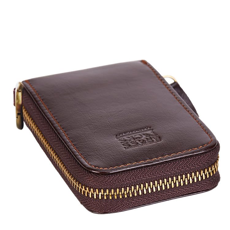 Image of Vintage Full Top Grain Leather Wallet RFID Blocking Multi Card Case with Zipper Pocket Card Holder for Men Women Gift Box