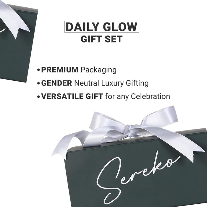 SEREKO Daily Vitamin C Skin Regime Gift Kit | Cleanser 100ml + Face Moisturiser 50ml + Luxury Vegan Leather Pouch + Destressing Satin Eye Mask 1