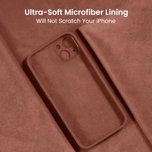Image of DIZORO Compatible for iPhone 15 Case, Slim Liquid Silicone 3 Layers Full Covered Soft Gel Rubber Phone Case Protective Cover 6.1 Inch (Natural Brown)