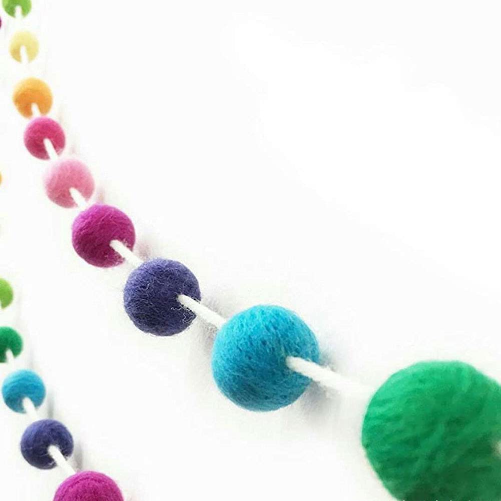 Guirnalda de bolas de fieltro navideño, guirnalda de bolas de fieltro de lana, pompones coloridos, guirnaldas de pompones, guirnaldas de bolas de fieltro arcoíris, pompones de lana coloridos, árbol