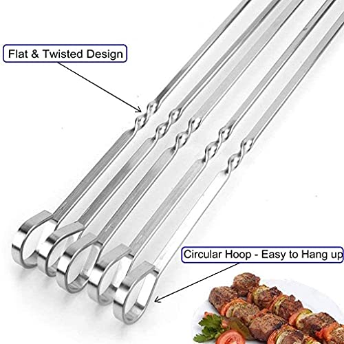12 Stück Kabob Spieße Flach Metall Edelstahl BBQ 16" Spieße (12er Pack) - Bild 2 von 15