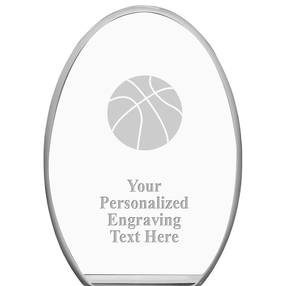 Crown Awards Basketball Acrylic Standing Oval Paperweight, 5" H Personalized Acrylic Award Trophy with Custom Engraving