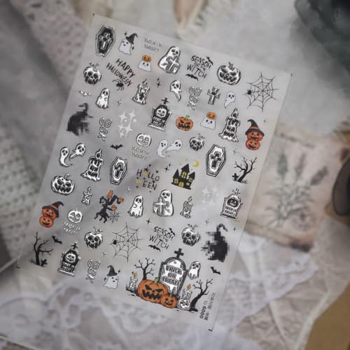 Image of Halloween Nail Stickers Self Adhesive Dark Ghost Nail Art Decal Decorations