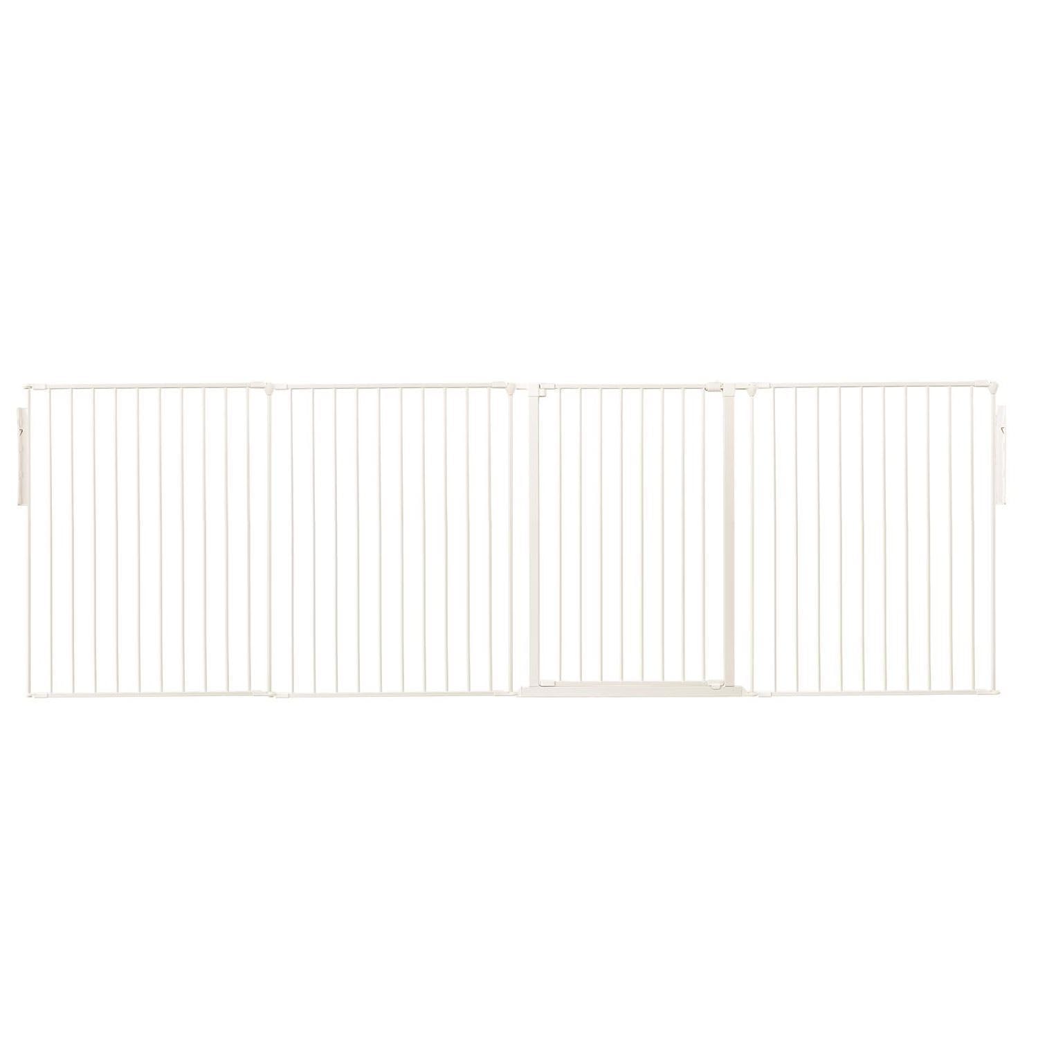 Safetots Premium Extra Tall Room Divider, up to 298cm Wide, White, 105cm Tall, Multi Panel Flexible Room Barrier, Room Divider with Door for Baby and Toddler, Easy Installation