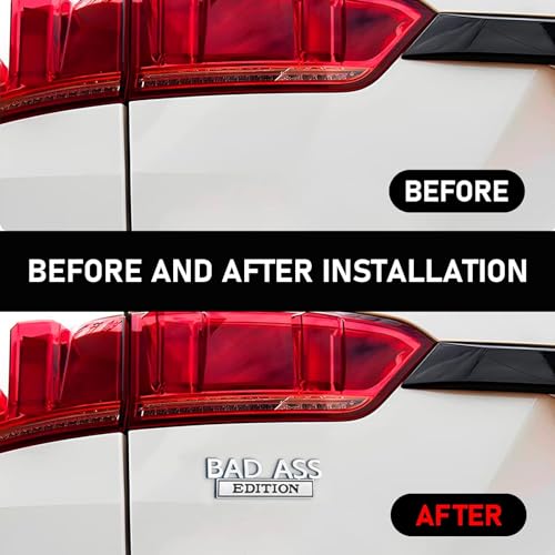 Image of 1 PC Car Fender Decorative Badge Decal, 3.93 inch x 1.33 inch Three-Dimensional Bad Ass Edition Alloy Tailgate Front Grille Hood Decal, Retrofit Parts, Suitable for Most Car Models (Silver & Black)